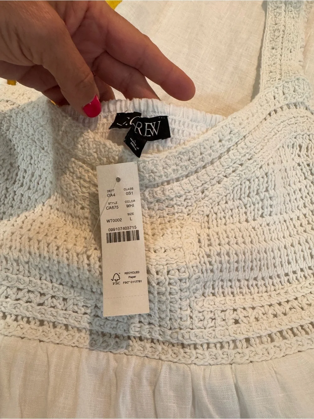 J. Crew White Crochet-Bodice Maxi Coverup